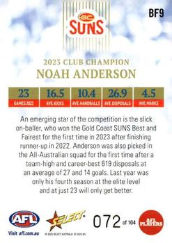 2023 Select AFL Best & Fairest #BF9 Noah Anderson Back